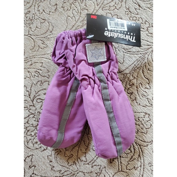 NWT Thinsulate Purple Toddler Mittens With Silver Reflective Stripe 40 gram New - Picture 1 of 5